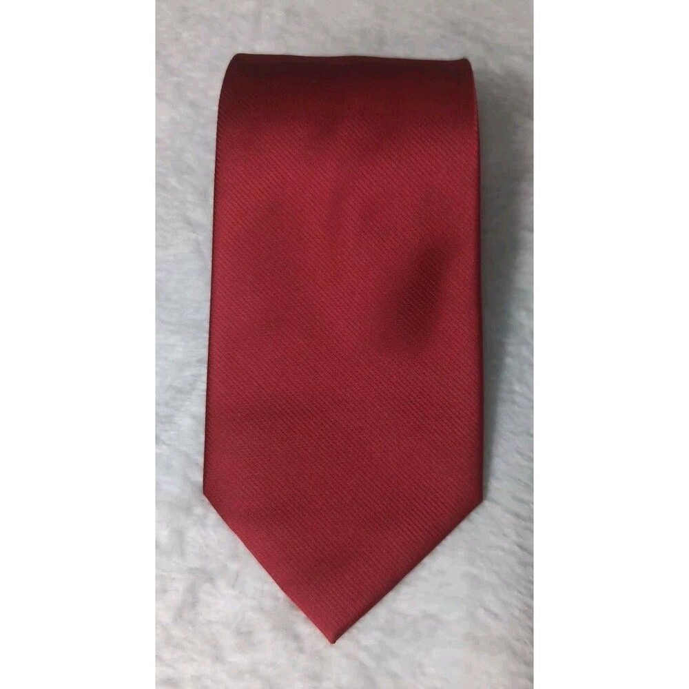 Jones New York Men's 100% Silk Tie Solid Dark Red Twill Formal Corpcore Classic